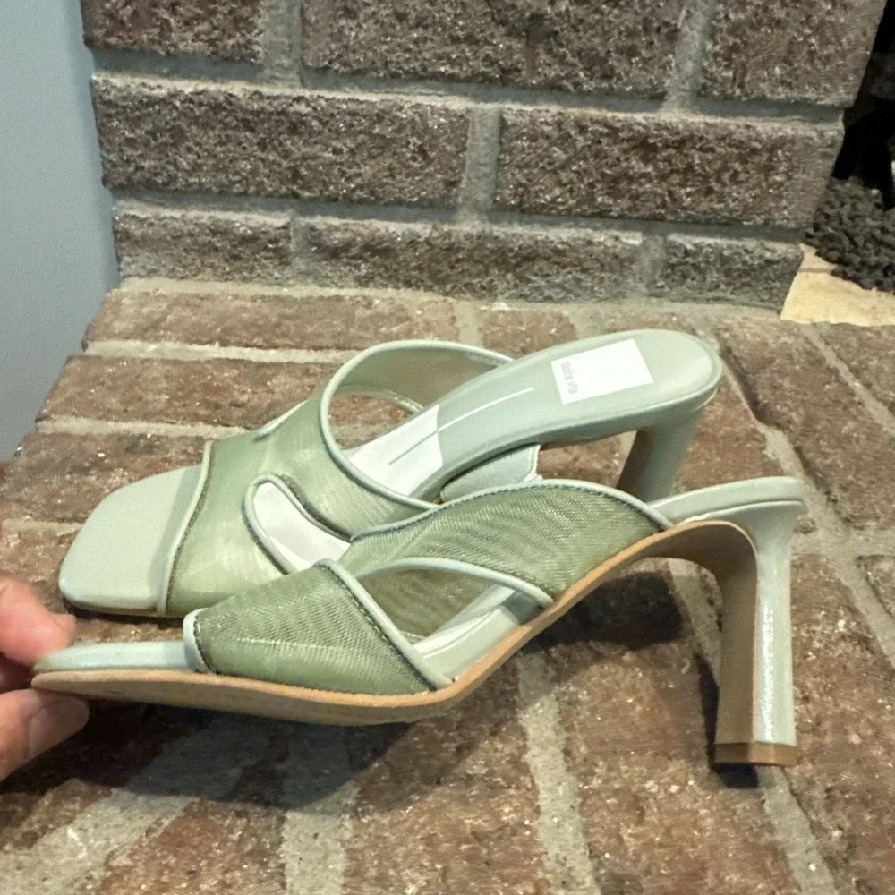 Dolce Vita Womens Sandals Green Mesh Open-Toe Slide Square Toe Size 6 #498